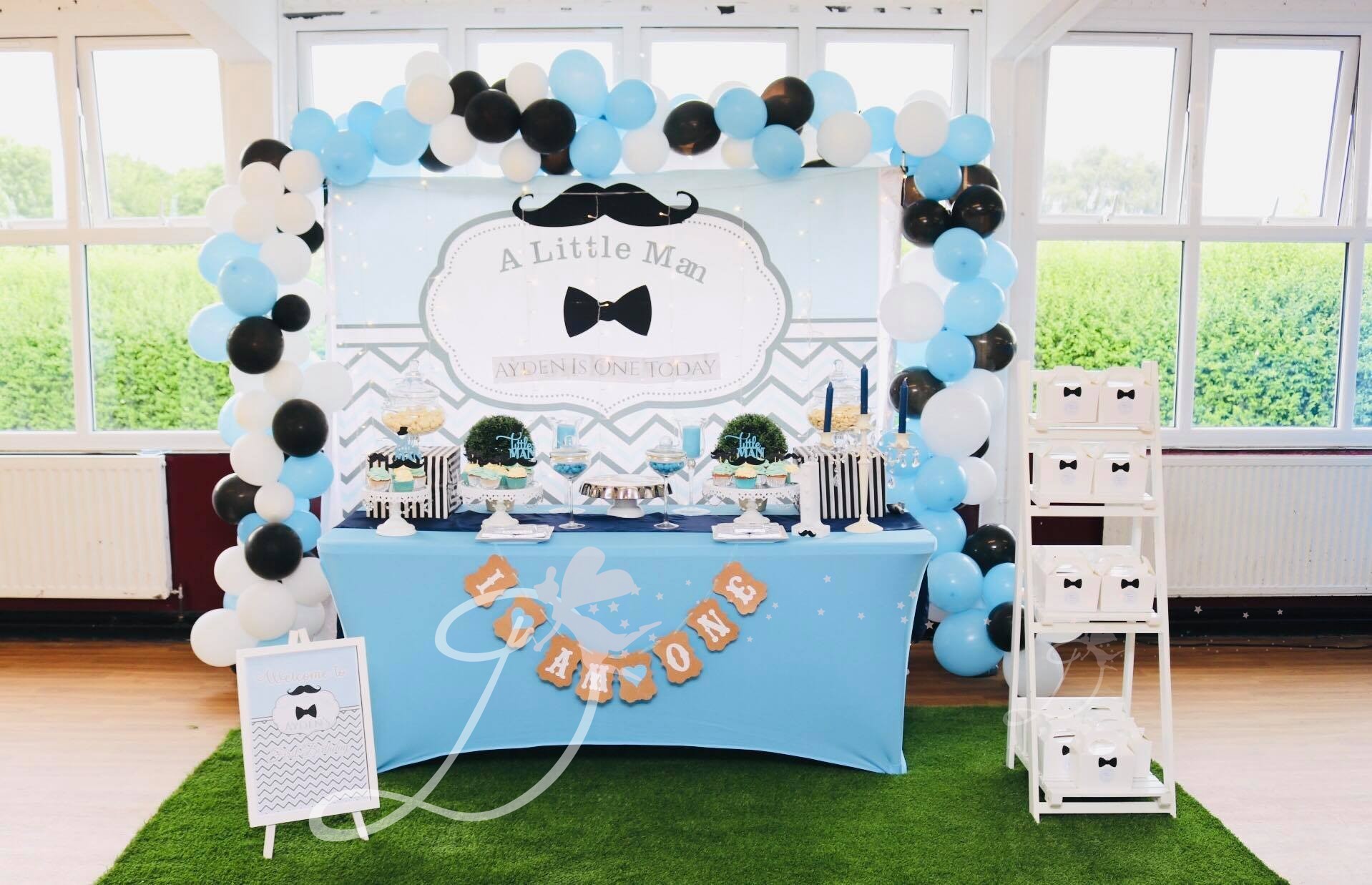 Gorgeous Little Man setup for beautiful baby Ayden's very first birthday party